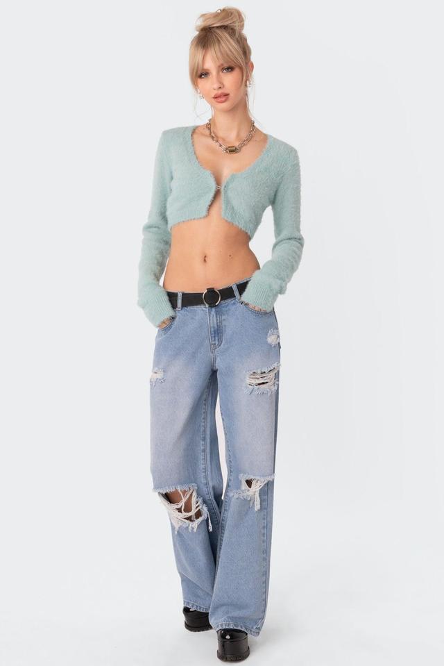 Distressed Low Rise Boyfriend Jeans Product Image