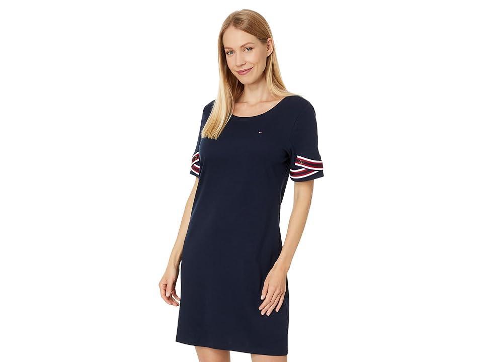 Tommy Hilfiger Short Sleeve Dress with Global Tape (Sky Captain) Women's Dress Product Image