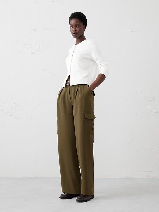 High-Rise Straight Twill Cargo Pant Product Image