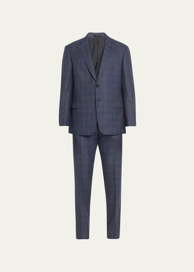 Mens Wool-Silk Shadow Plaid Suit Product Image