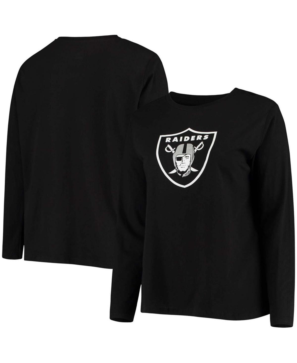 Womens Fanatics Branded Black Las Vegas Raiders Plus Size Primary Logo Long Sleeve T-Shirt Product Image