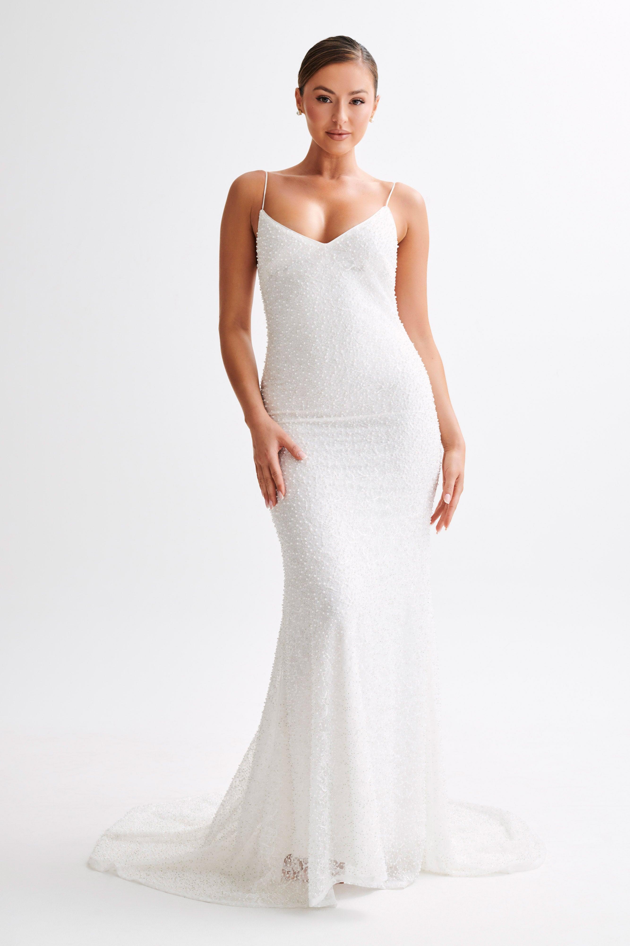 Catalina Pearl Beaded Wedding Gown - White product image