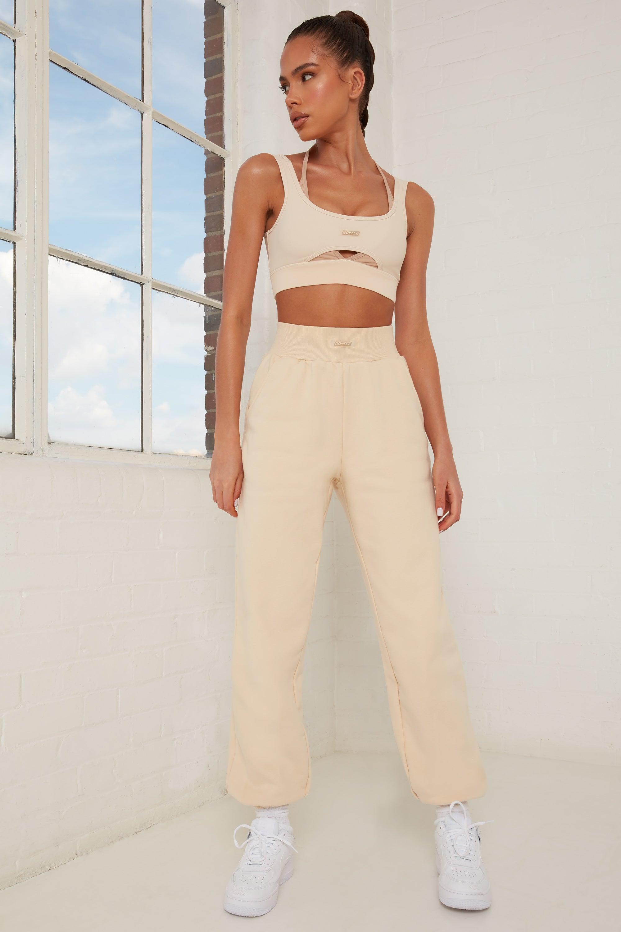 Rested Tall Oversized Ribbed Joggers in Beige Female Product Image