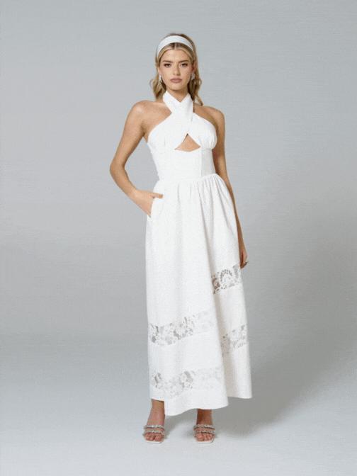 Portia Lace Dress (White) Product Image