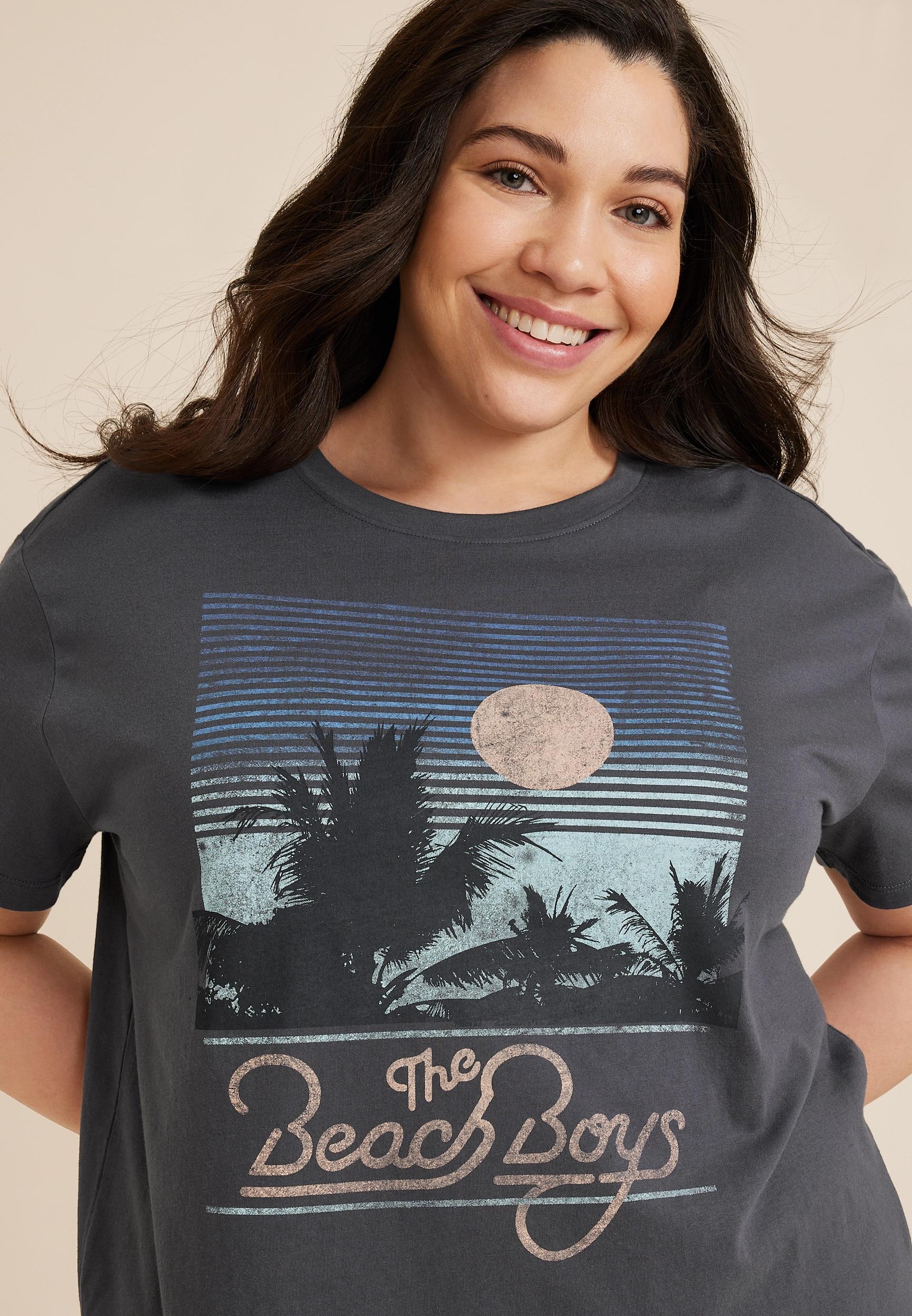 Maurices 0X Plus Size Womens The Beach Boys Vintage Oversized Fit Graphic Tee Product Image