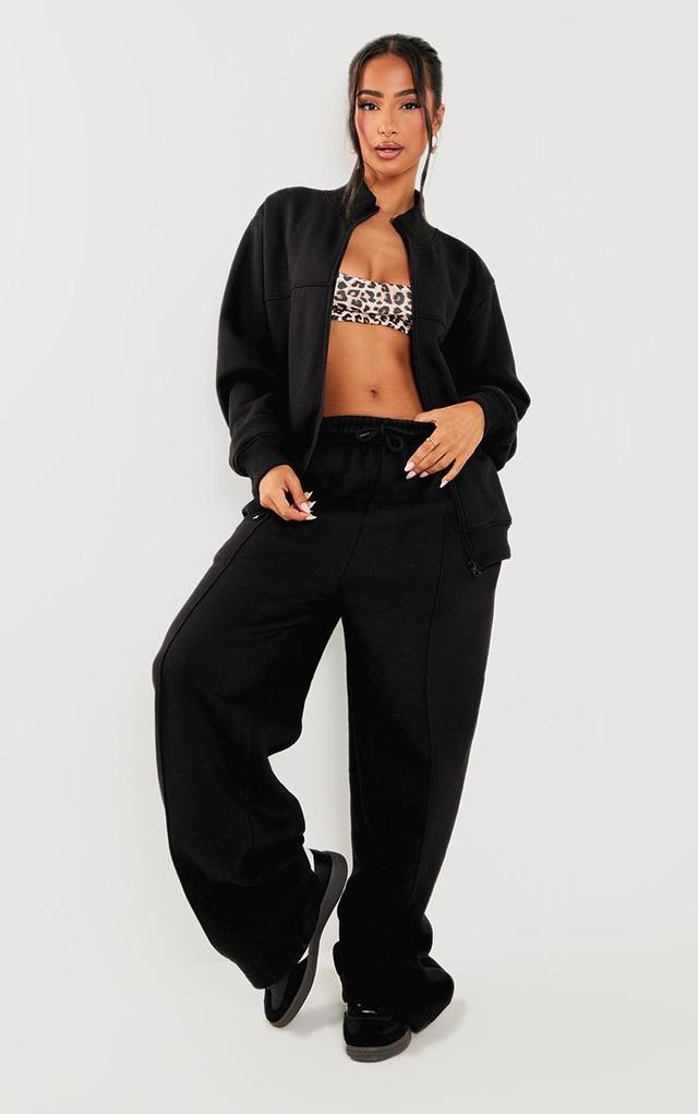 Petite Black Seam Detail Straight Leg Sweatpants Product Image