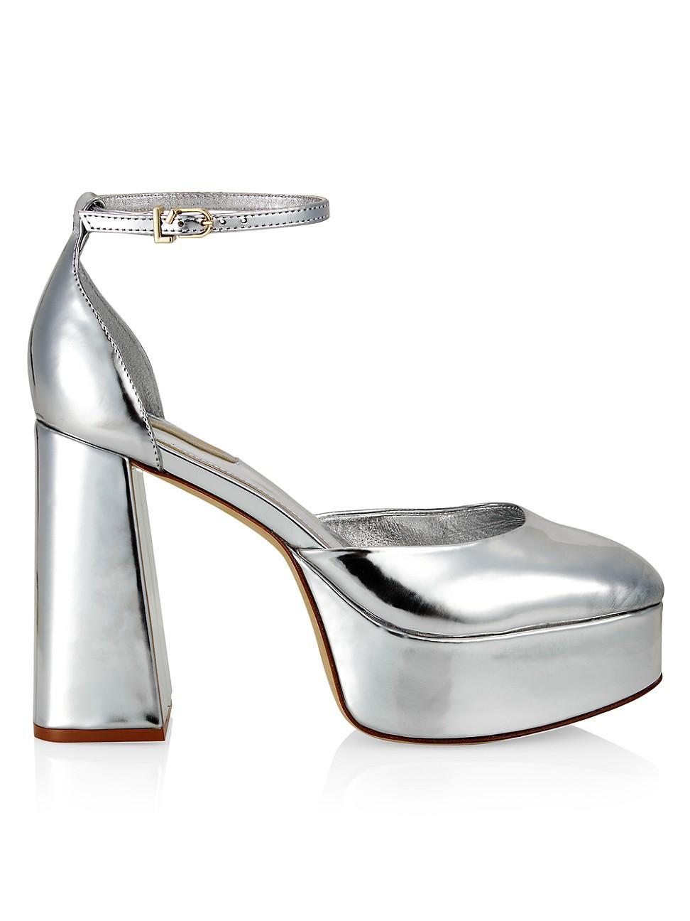 Womens Ari Metallic Leather Ankle-Strap Platform Sandals Product Image