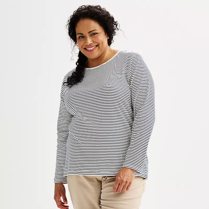 Plus Size Croft & Barrow Essential Crewneck Long Sleeve Tee, Womens Product Image