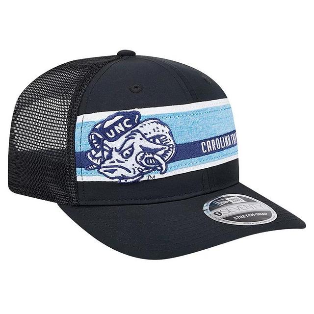 Mens New Era /Light Blue North Carolina Tar Heels Striped 9SEVENTY Trucker Stretch-Snap Adjustable Hat Product Image