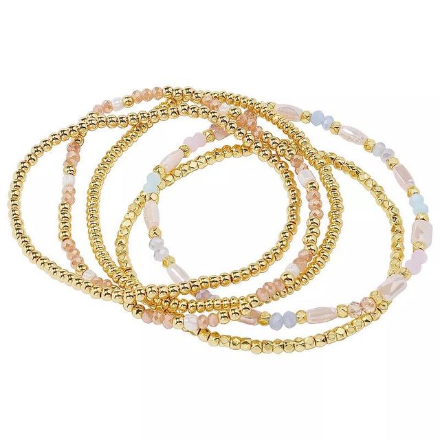 LC Lauren Conrad 5-Piece Gold Tone Pastel Beaded Bracelet Set, Womens, Multi Product Image