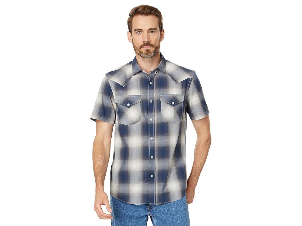 Pendleton Frontier Shirt Short Sleeve (Navy/Grey Plaid) Men's Jacket Product Image