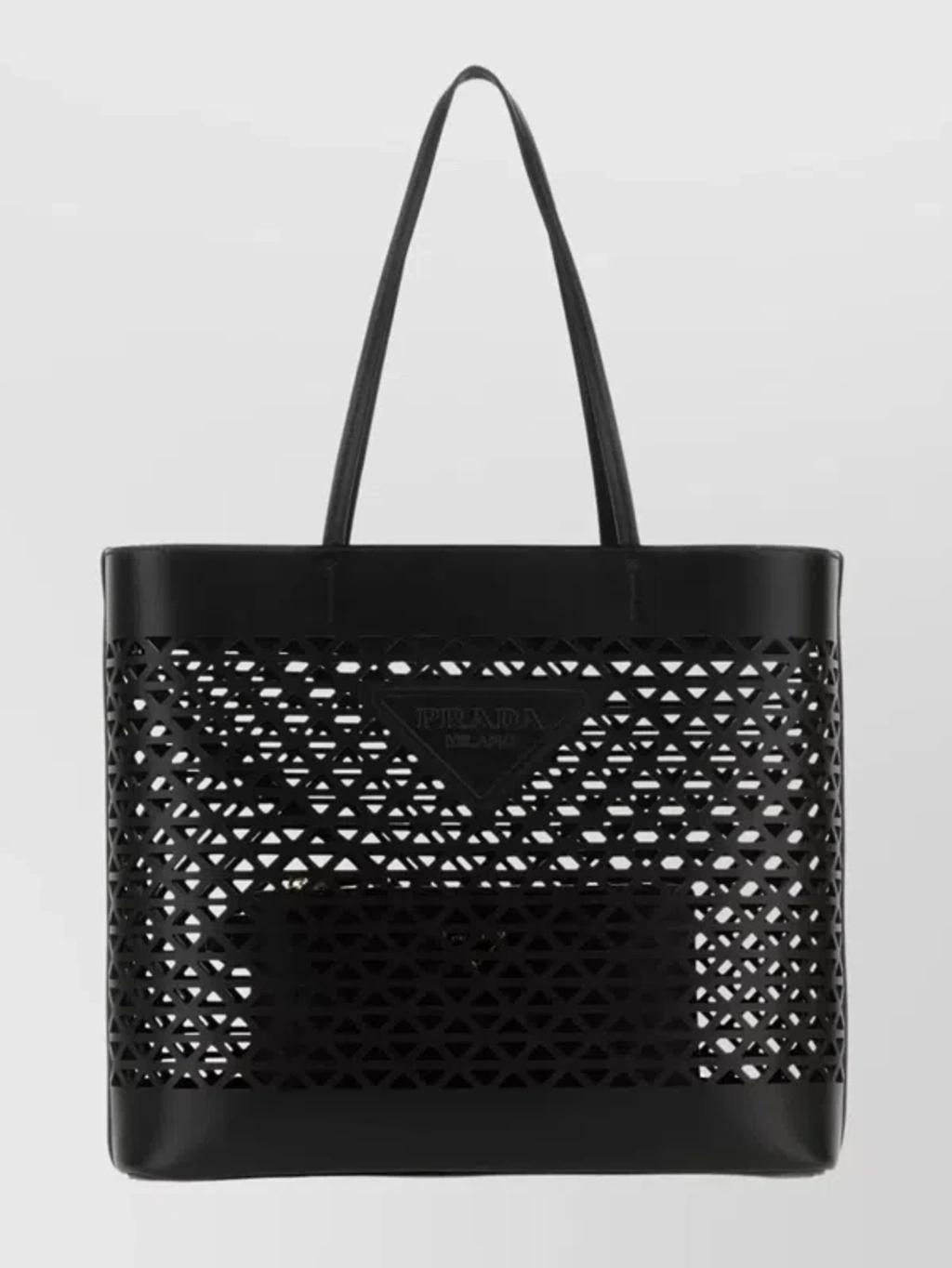 Leather Tote Bag Featuring Cut-out Detailing In Black product image