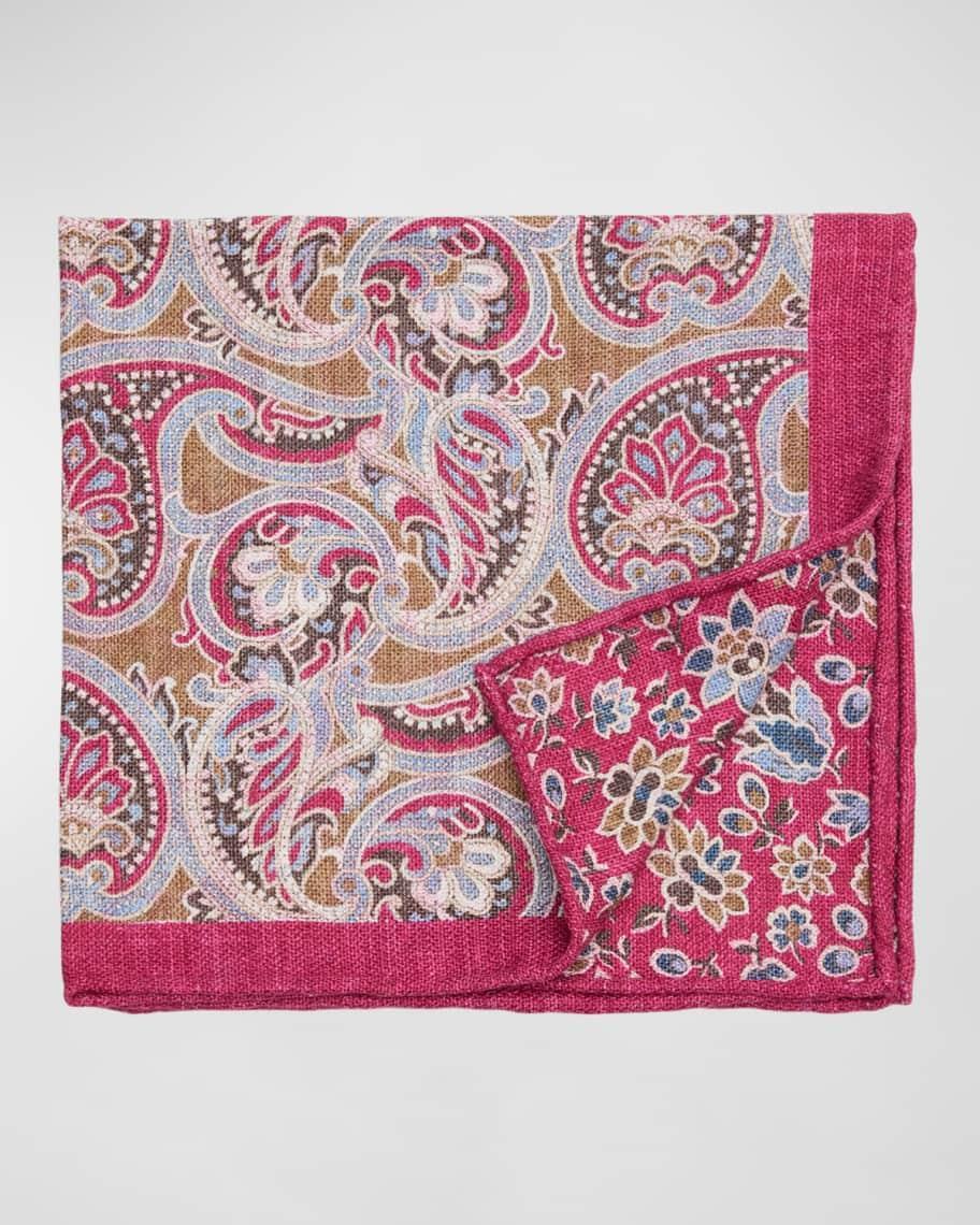 Men's Paisley-Floral Silk Pocket Square Product Image