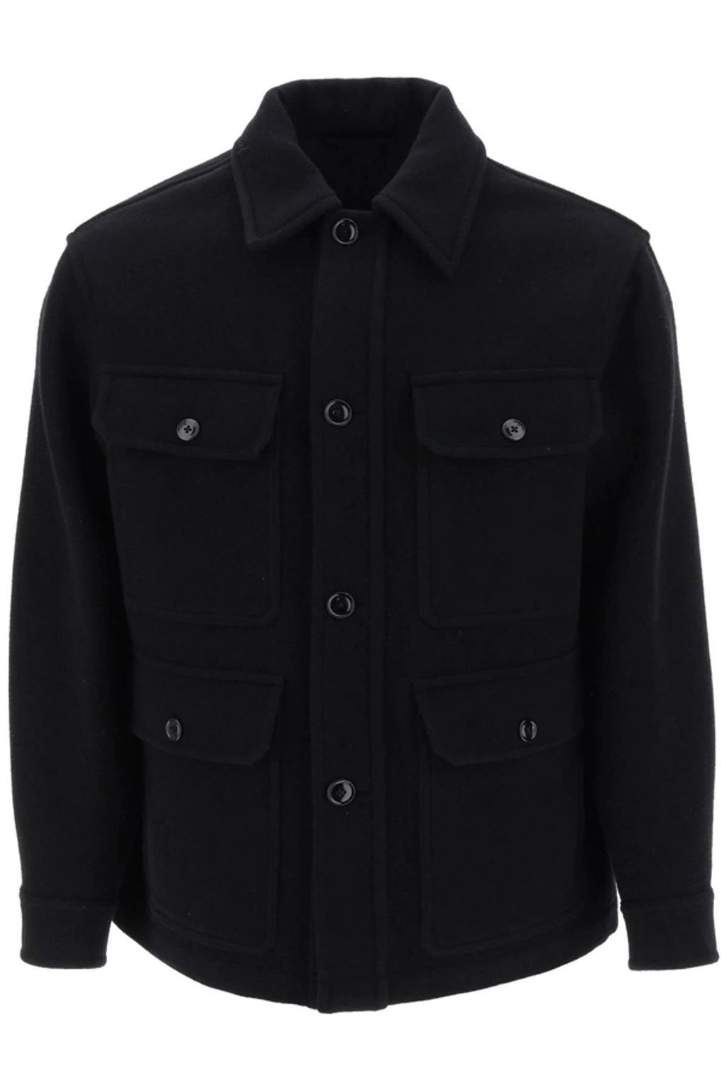 Flap Pockets Wool Jacket In Black Product Image