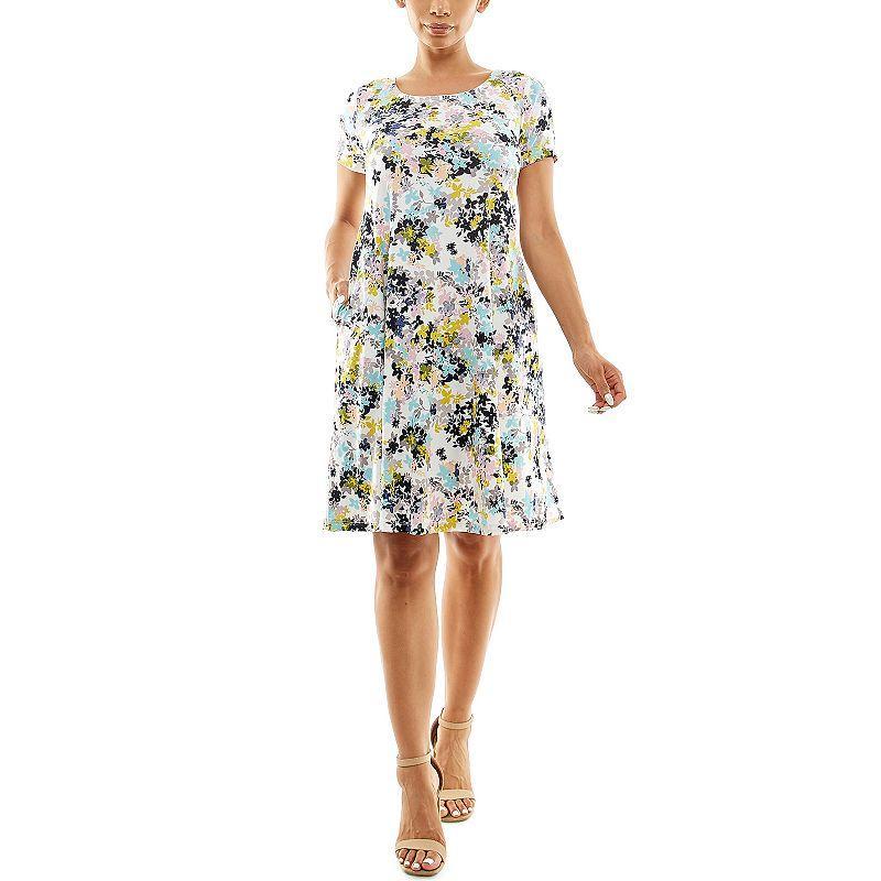 Womens Nina Leonard Print Lace-Up Back Trapeze Dress Product Image