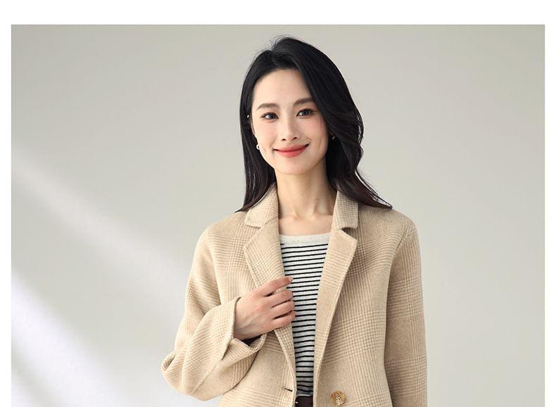 Collared Plaid Button Coat Product Image