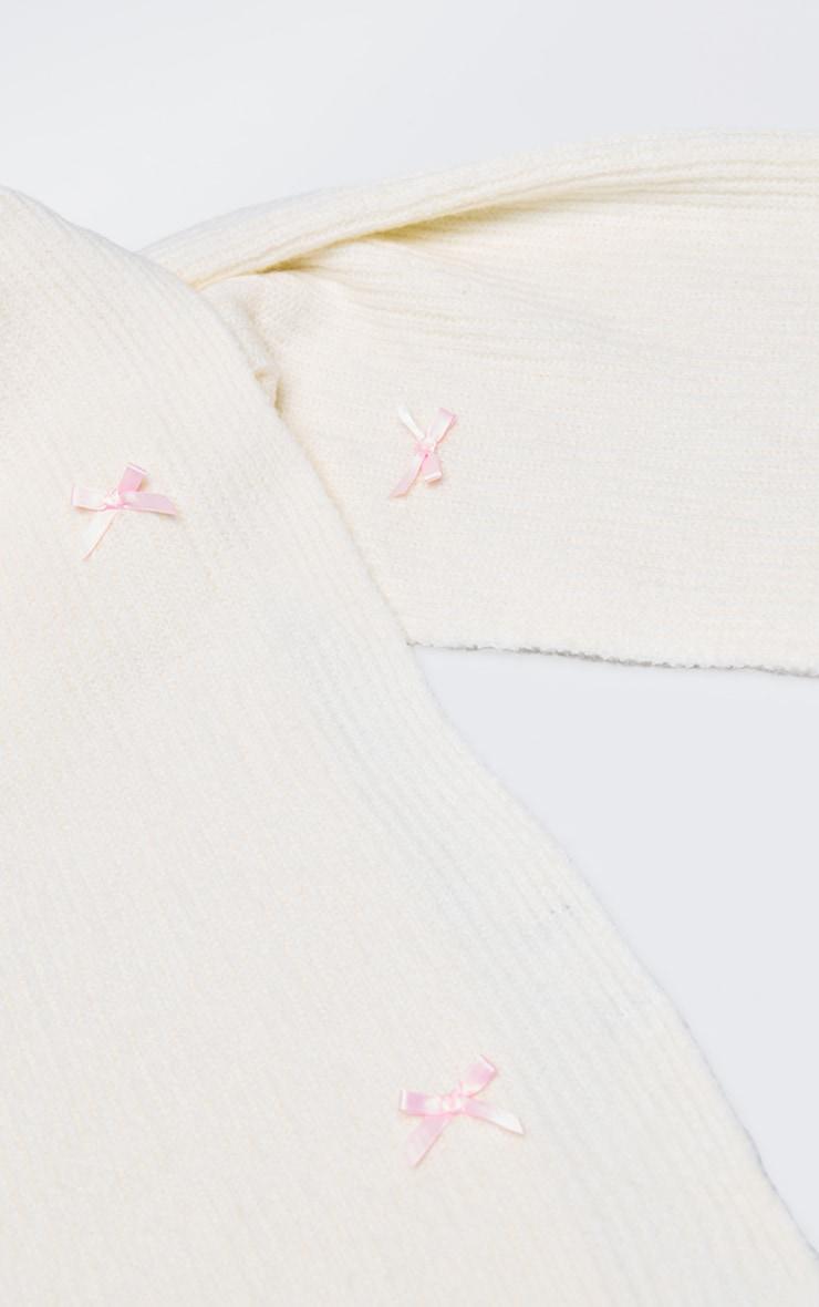 Cream Bow Detail Rib Scarf Product Image