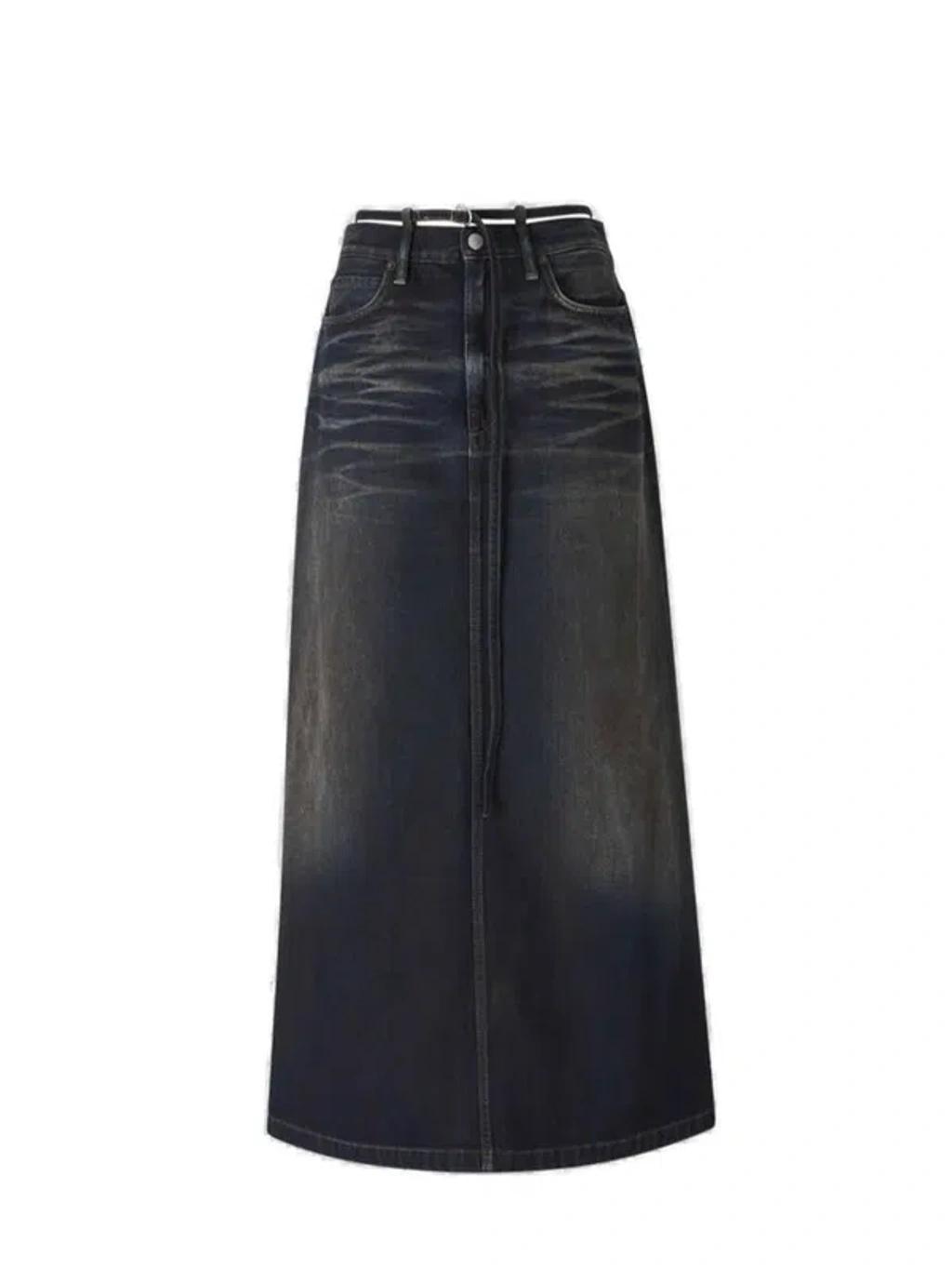 ACNE STUDIOS Belt Detailed Midi Skirt In Black Product Image