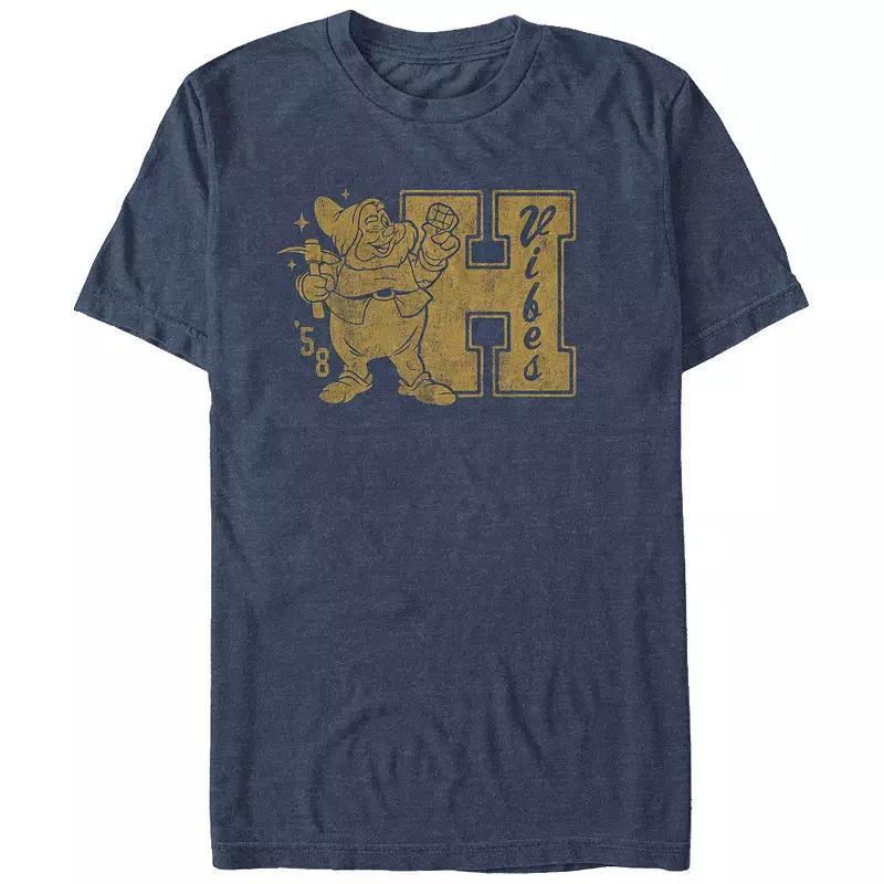 Disneys Snow White And The Seven Dwarfs Happy Vibes Big & Tall Graphic Tee, Mens Navy Grey Product Image