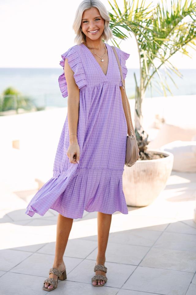 Lift Your Spirits Lavender Purple Midi Dress Female Product Image