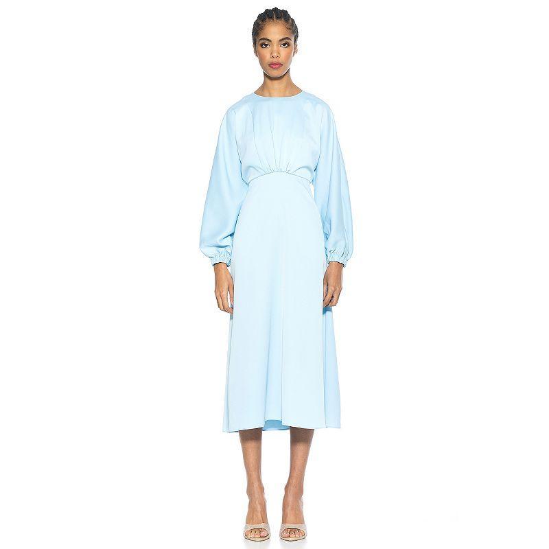 Womens ALEXIA ADMOR Constance Draped Dolman Sleeve Fit And Flare Dress Blue Product Image