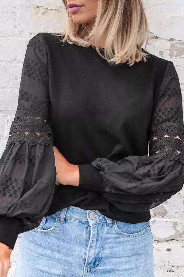 Lace Lantern Sleeve Blouse Product Image