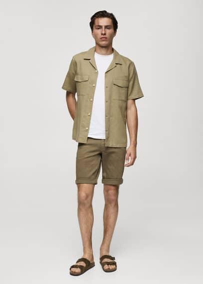 MANGO MAN - Slim-fit denim bermuda shorts khakiMen Product Image