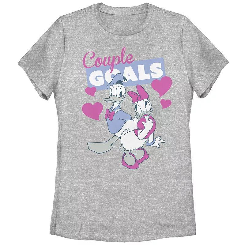 Disneys Donald Duck And Daisy Couple Goals Juniors Graphic Tee, Womens Athletic Grey Product Image