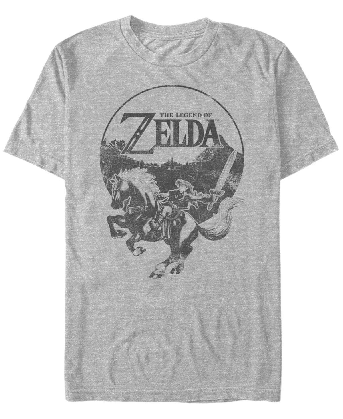 Mens Legend Of Zelda Epona Ride Distressed Logo Graphic Tee Athletic Grey Product Image