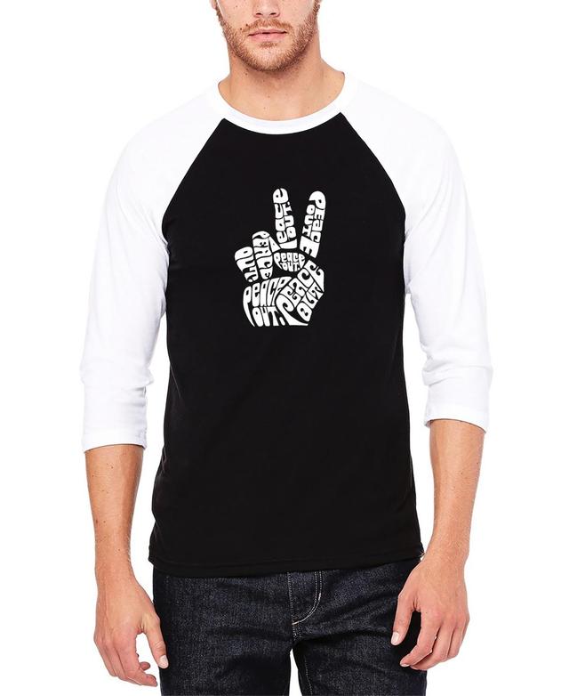 Mens Raglan Baseball Word Art Peace Out T-shirt Product Image