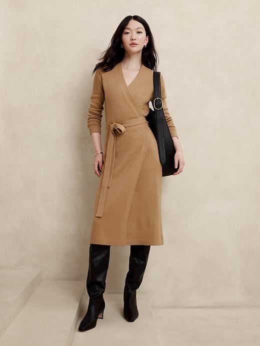 Wrap Midi Sweater Dress Product Image