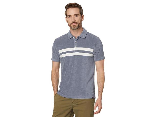 Faherty Cabana Towel Terry Surf Stripe Polo (Stormy Sky) Men's Short Sleeve Knit Product Image