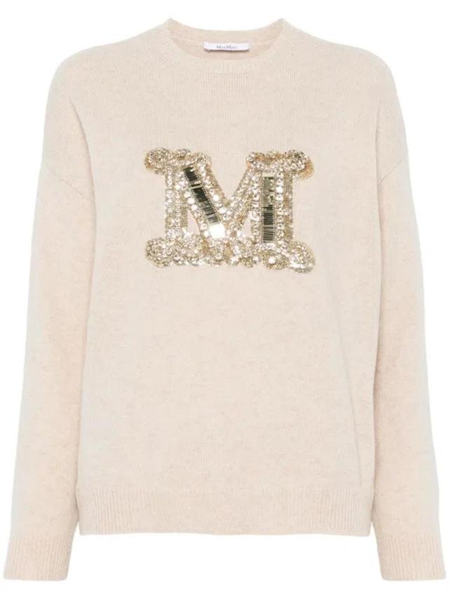 MAX MARA Vicolo Wool Knit Logo Sweater In Brown Product Image