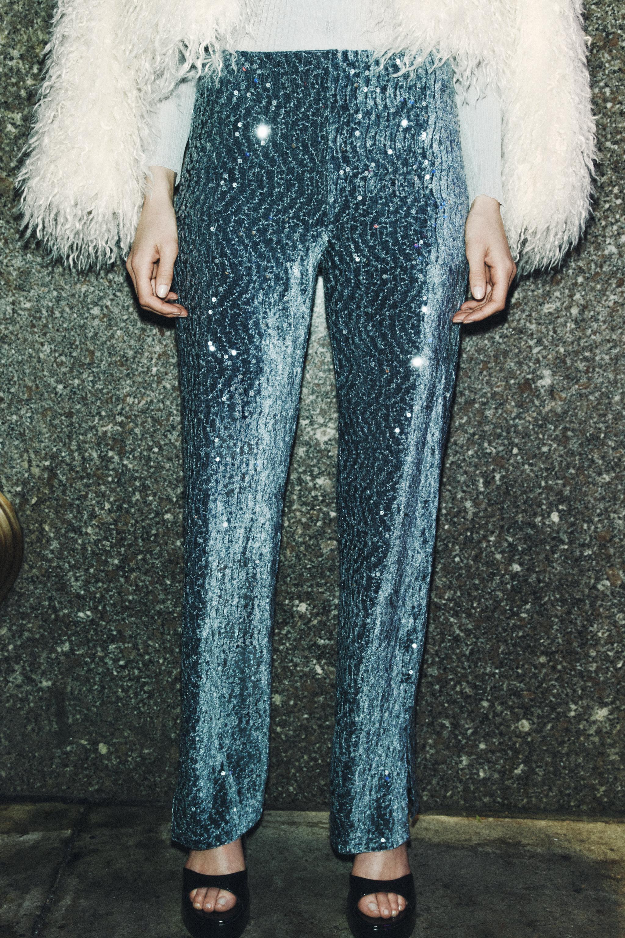 VELVET SEQUIN PANTS Product Image