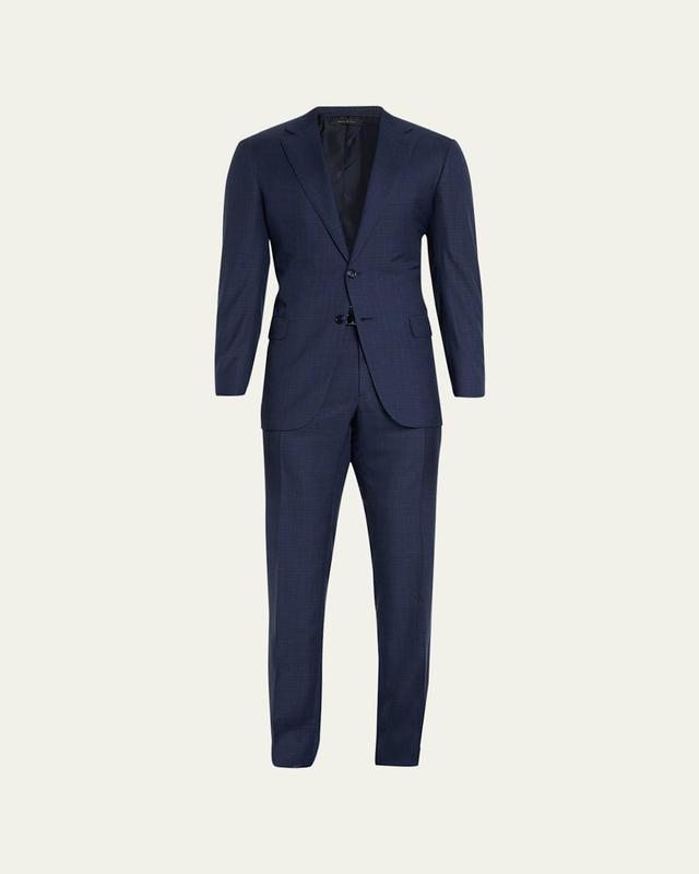 Mens Super 150s Wool-Silk Plaid Suit Product Image