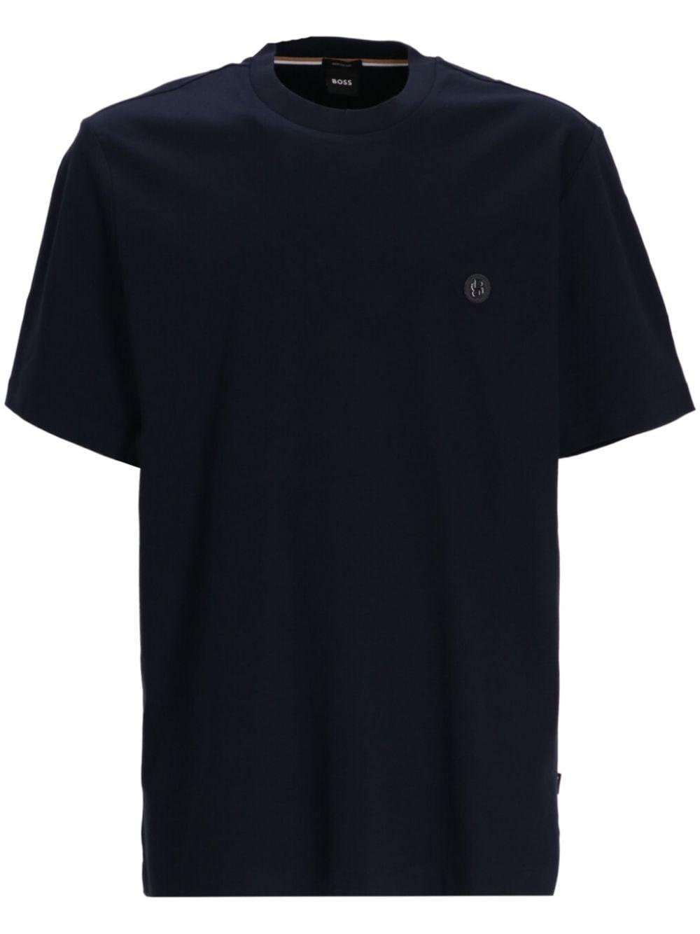 Rubberised-logo Cotton T-shirt In Blue Product Image