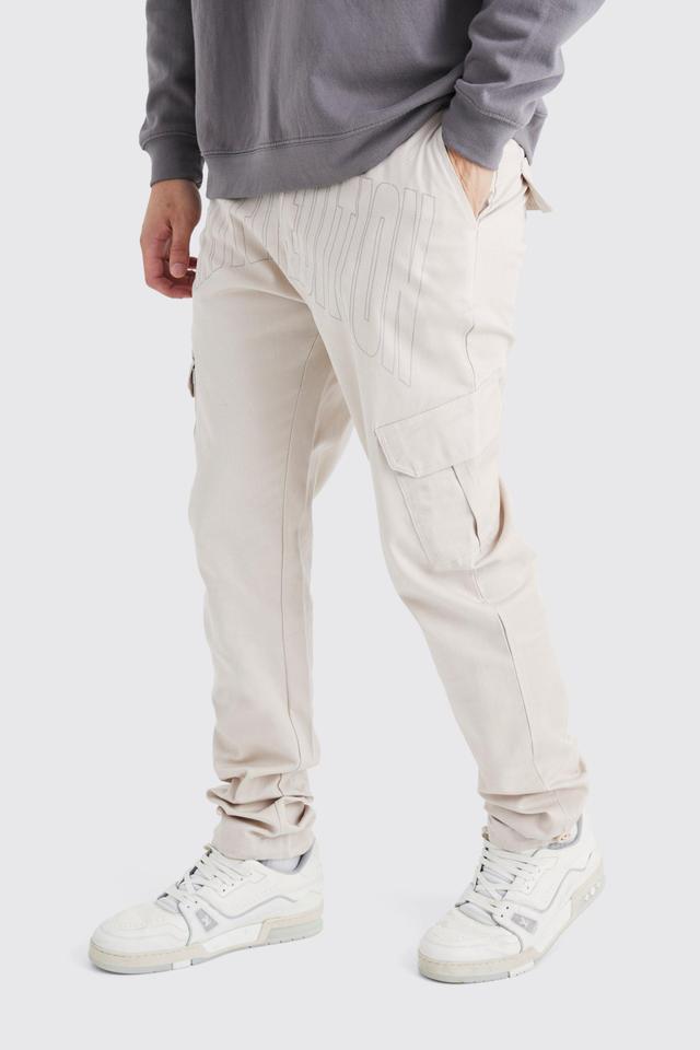 Tall Slim Cargo Tonal Print Pants | boohooMAN USA Product Image