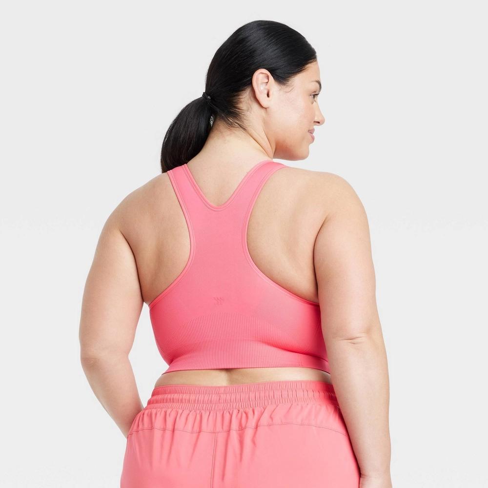 Women's Seamless Medium Support Racerback Sports Bra - All In Motion™ Coral Pink XXL Product Image