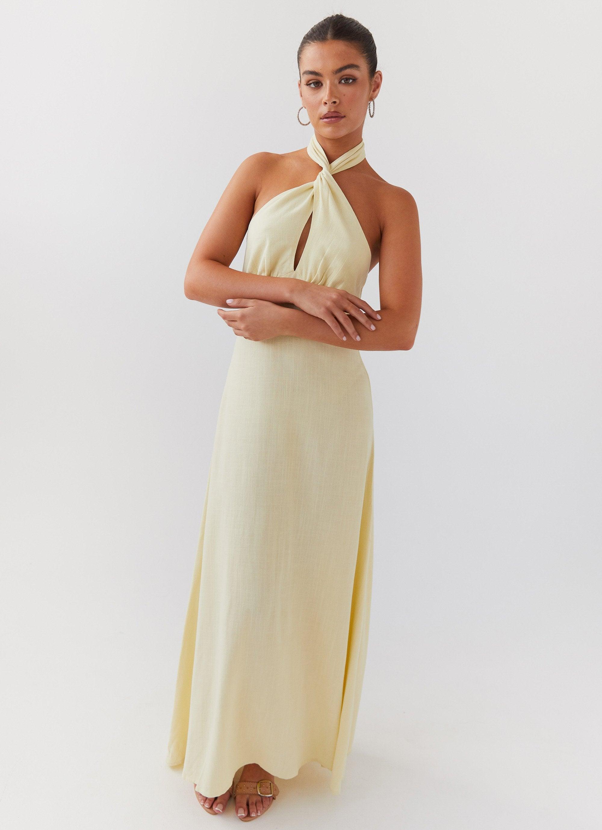 Adrienne Linen Maxi Dress - Lemon Product Image