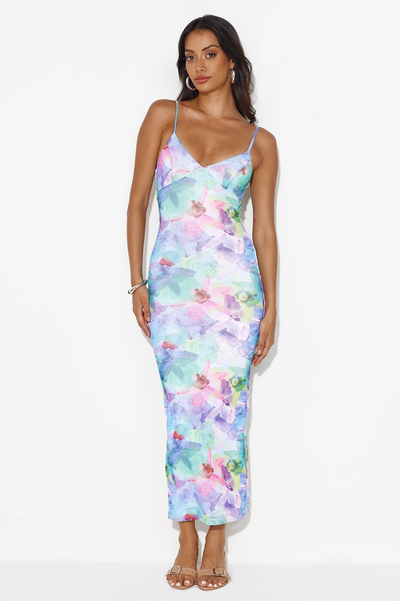 Based On You Mesh Maxi Dress Multi Product Image