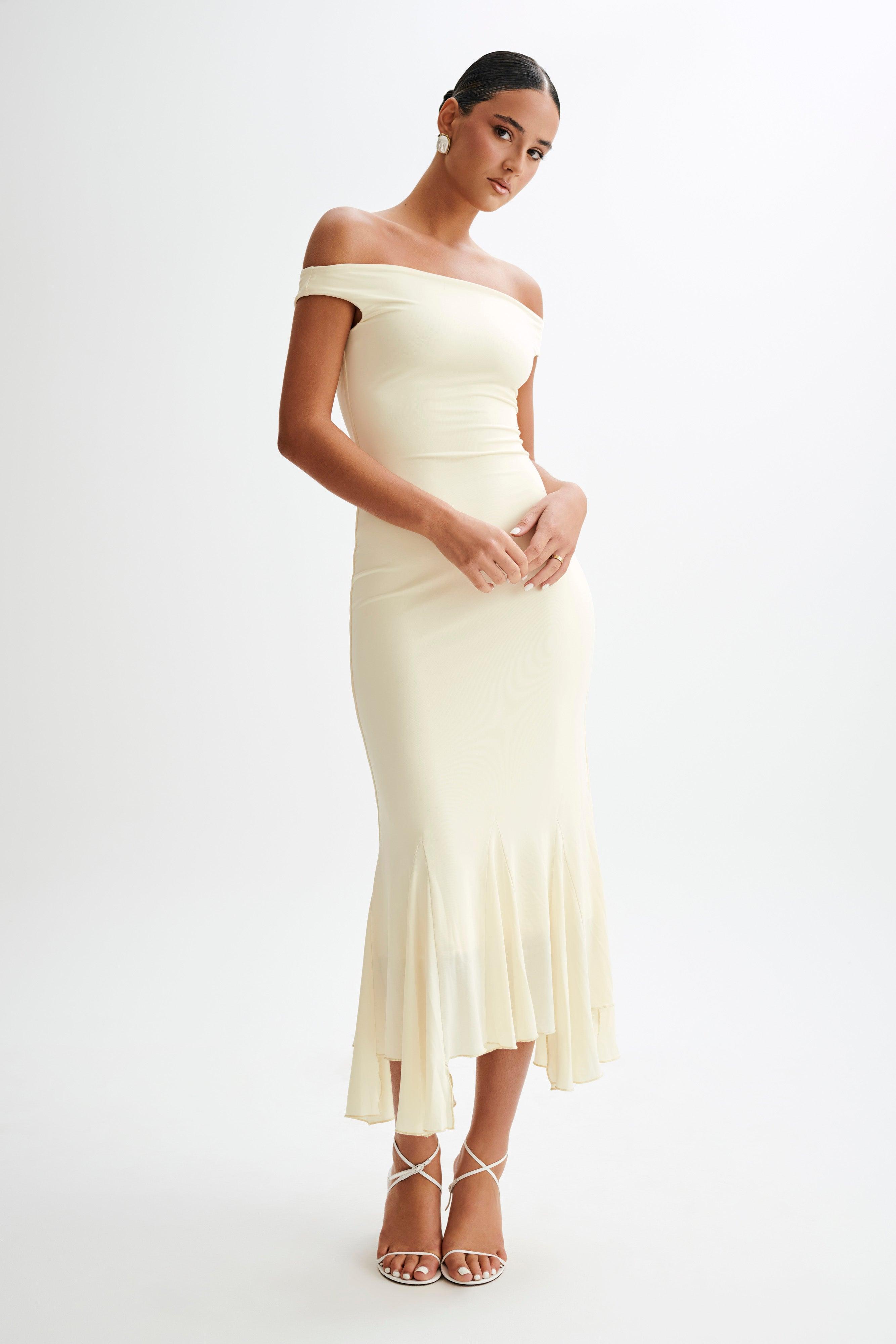 Analina Slinky Handkerchief Midi Dress - Lemon Sherbet Product Image