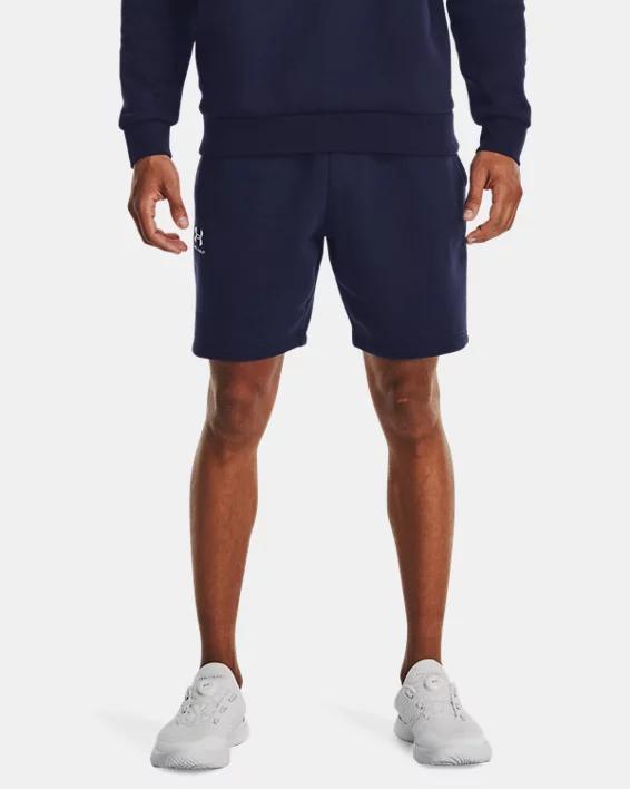 Under Armour Mens Under Armour Essential Fleece Shorts - Mens Midnight Navy/White Product Image