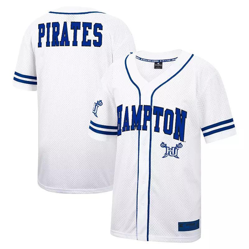 Mens Colosseum White Hampton Pirates Free Spirited Mesh Button-Up Baseball Jersey Product Image