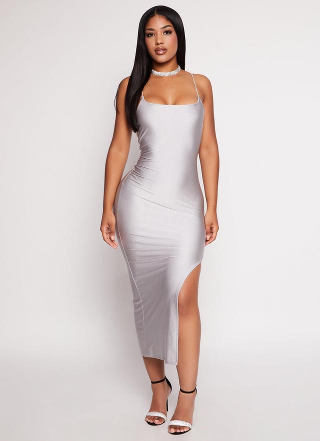 Womens Thin Strap Side Slit Bodycon Maxi Dress Product Image