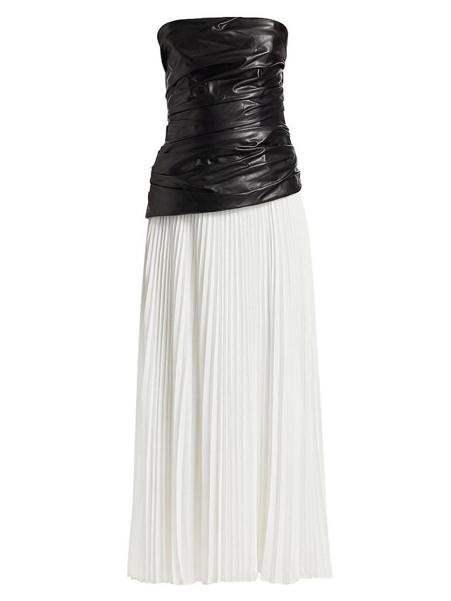 Womens Arie Faux Leather & Satin Strapless Bustier Dress Product Image