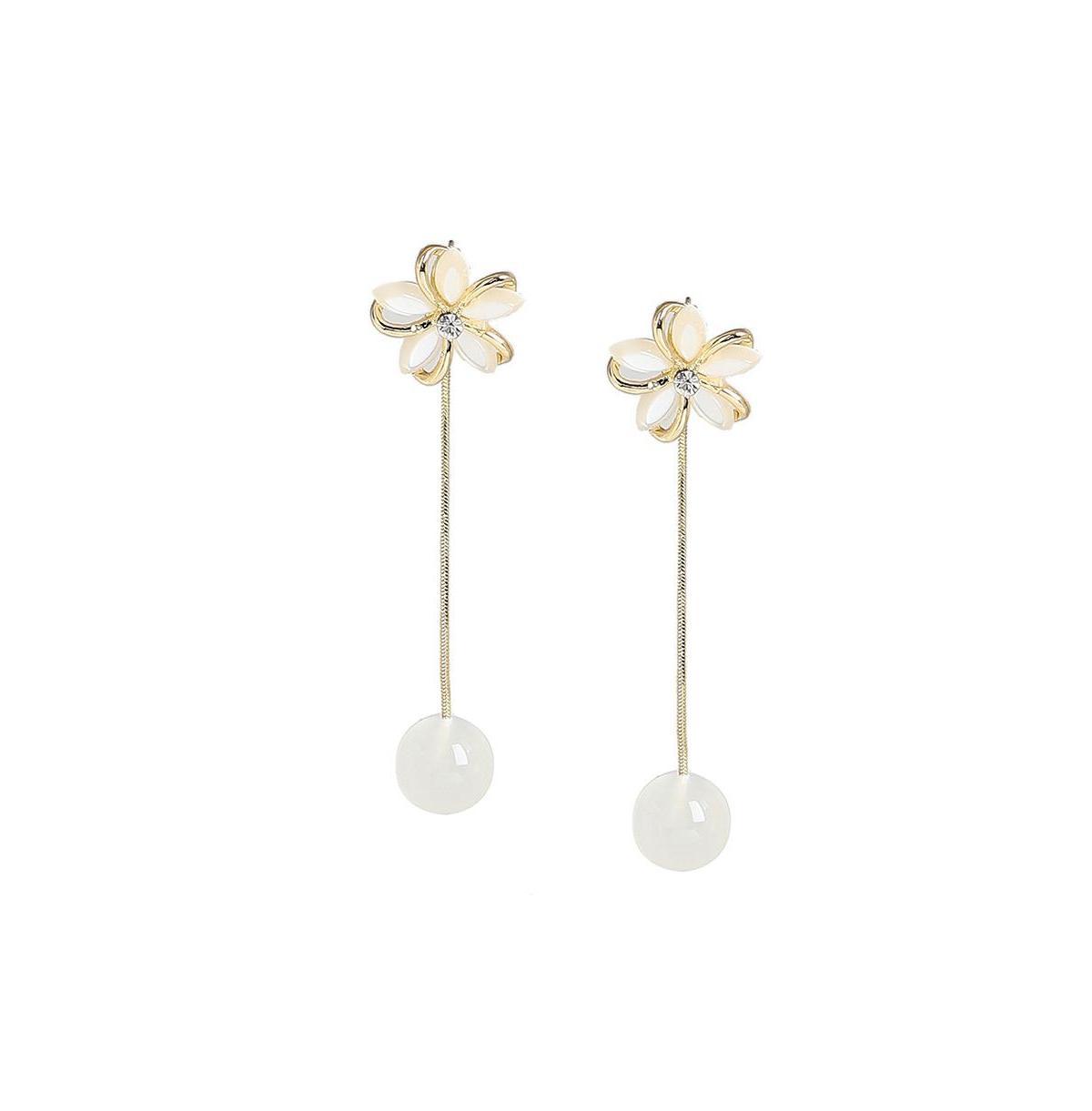 Sohi Womens White Flora Ball Drop Earrings Product Image