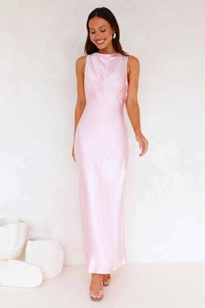 Rosalie Satin Maxi Dress Pink Product Image