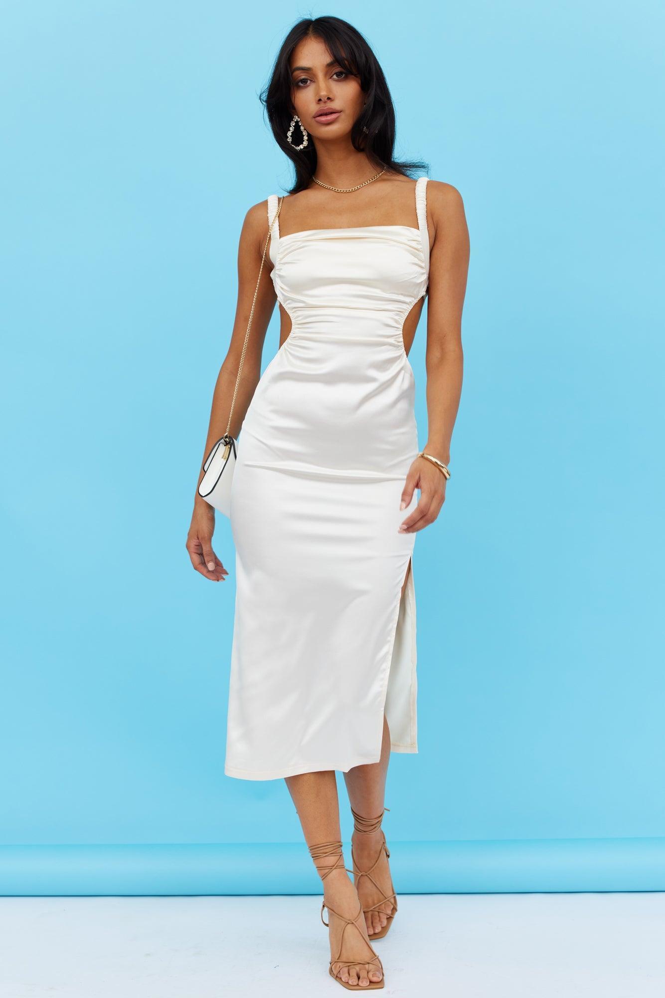 Palm Springs Midi Dress Cream Product Image