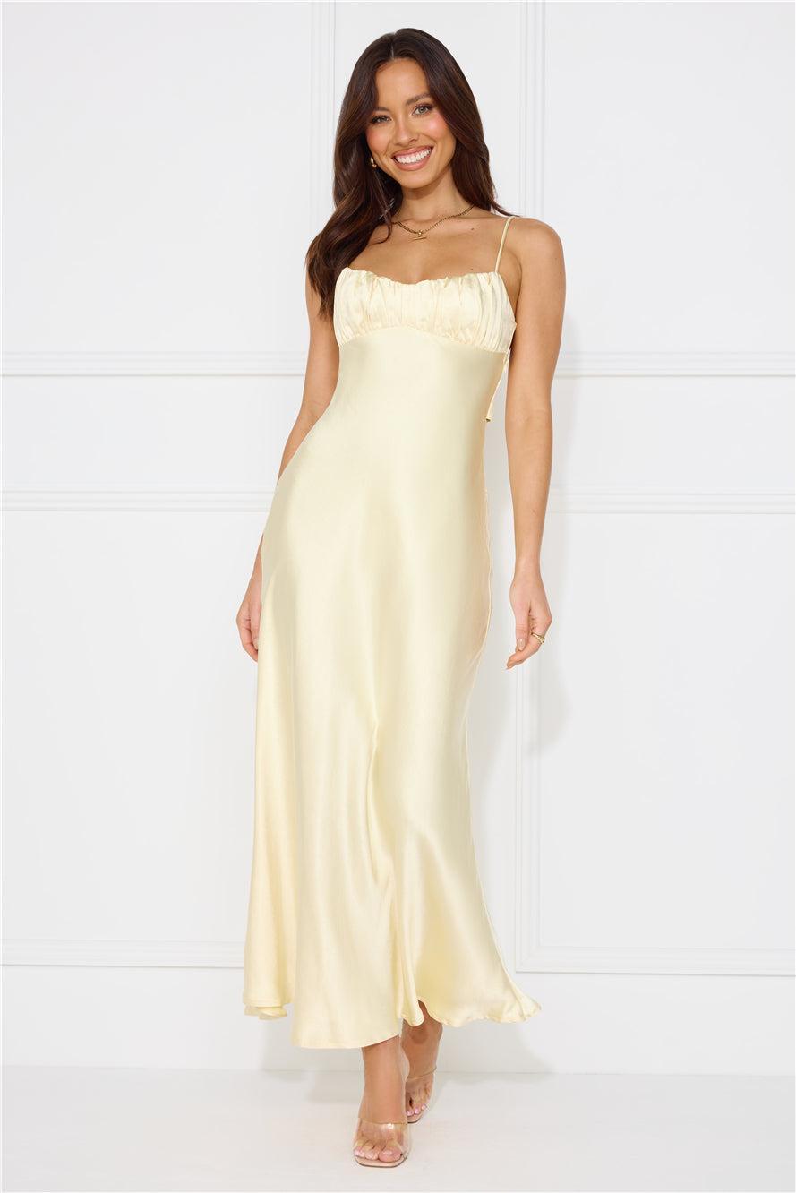 Silk Shimmers Satin Maxi Dress Yellow Product Image