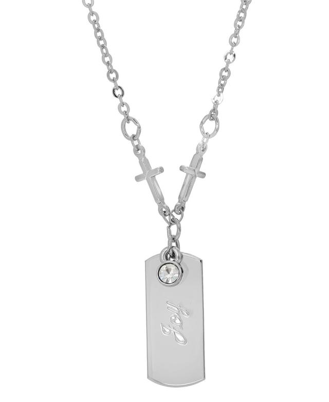 Symbols Of Faith Silver-Tone Crystal Cross Chain "joy" Necklace - 20" Product Image